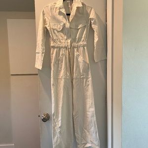 White Linen Jumpsuit Size Small